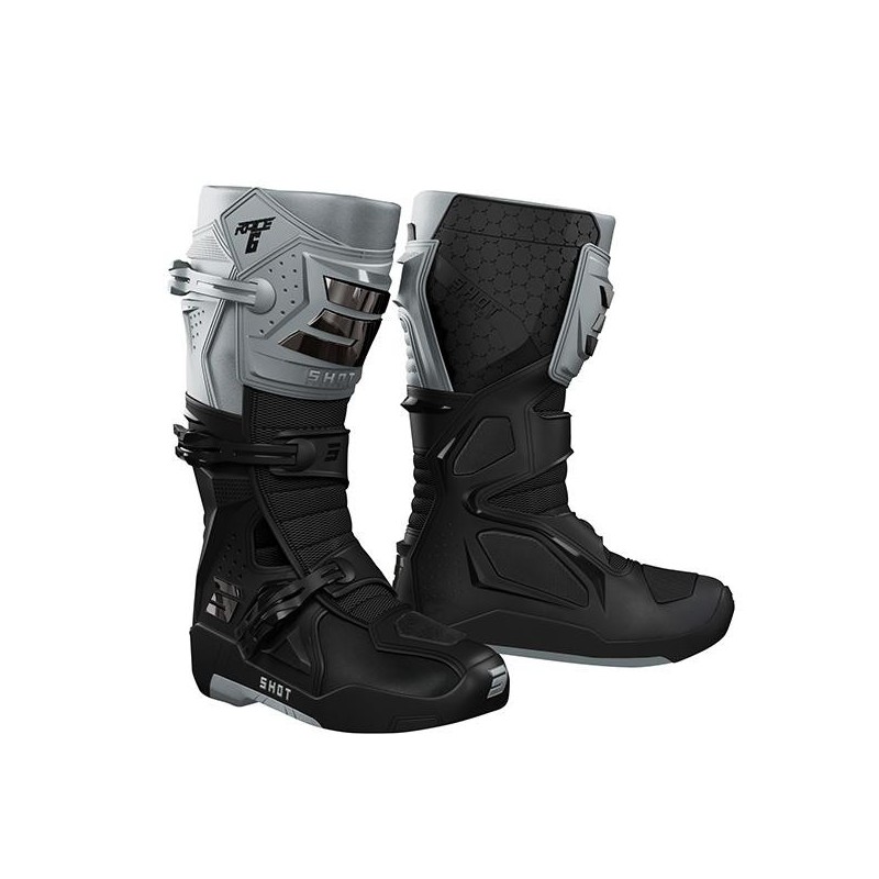 Bottes SHOT 2026 Race 6 Noir Gris Chromé
